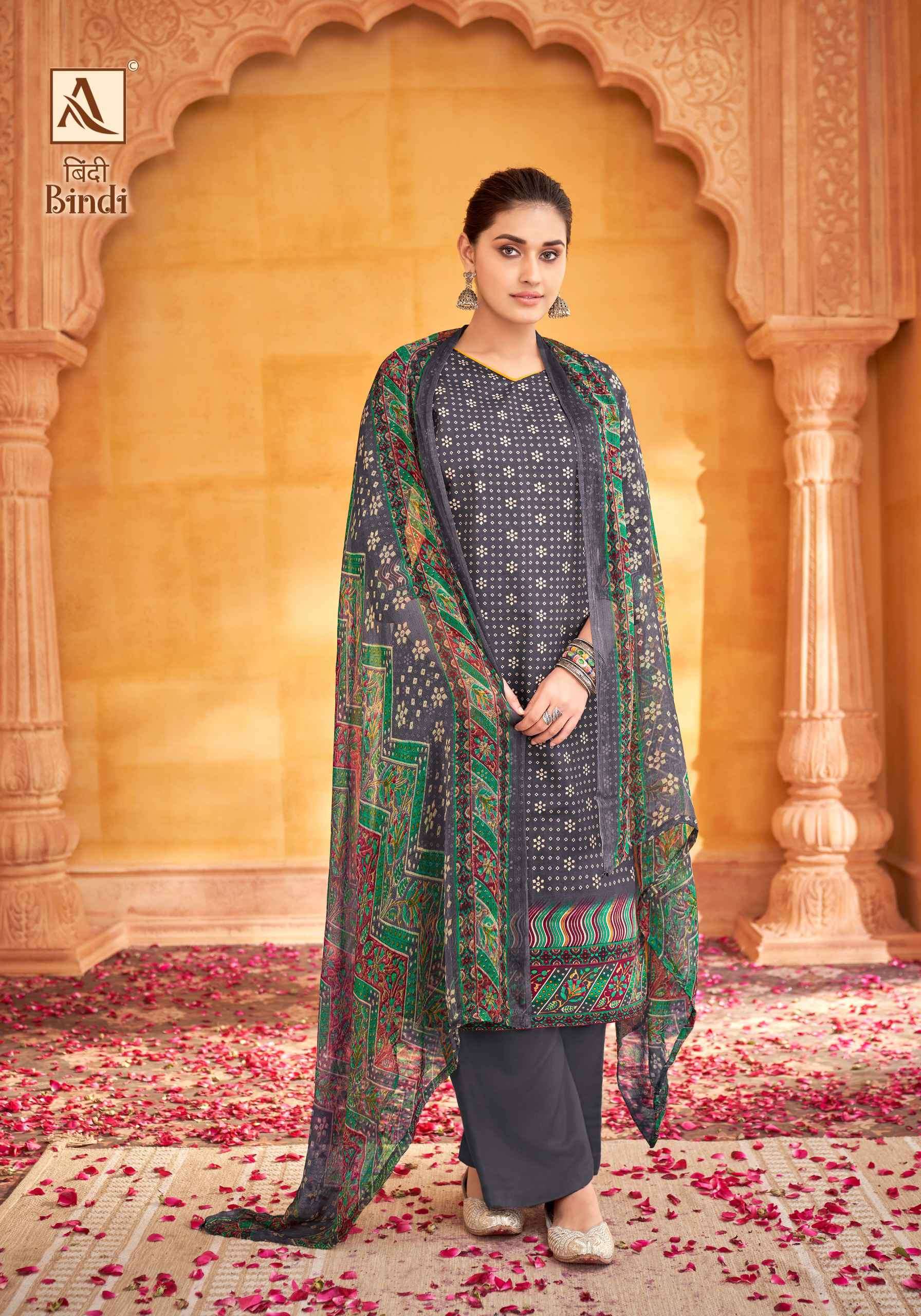 Alok Suit Bindi Pure Zam Designer Print With Embroidery Suit Collection