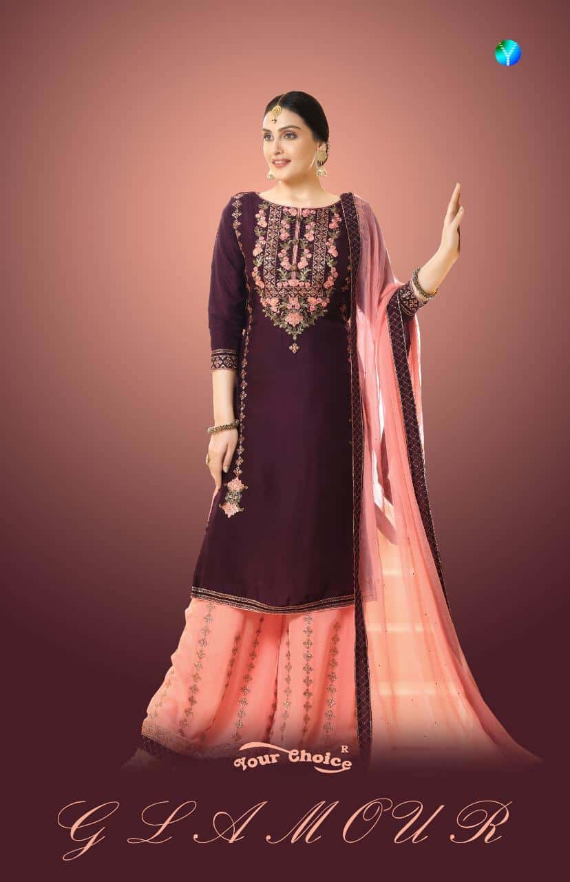 Glamour By Your Choice Georgette Sharara Style Salwar Kameez Wholesale Catalog(4 Design)