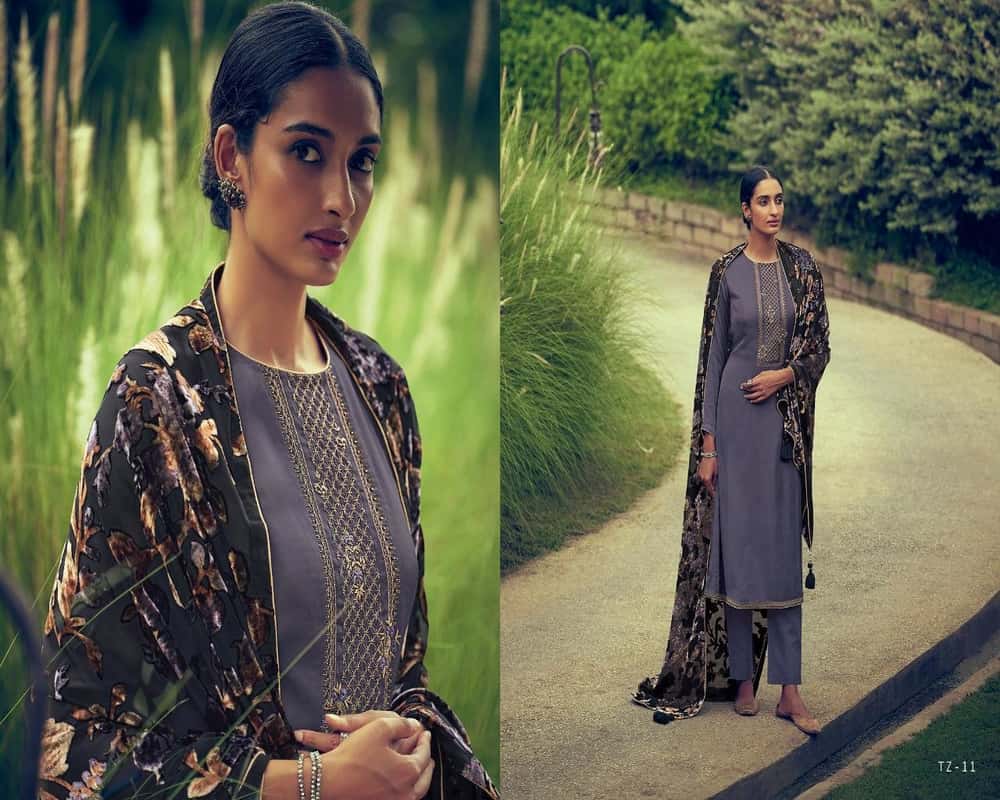 Varsha Tanzila – Modal Satin With Embroidery Salwar Suit Collection