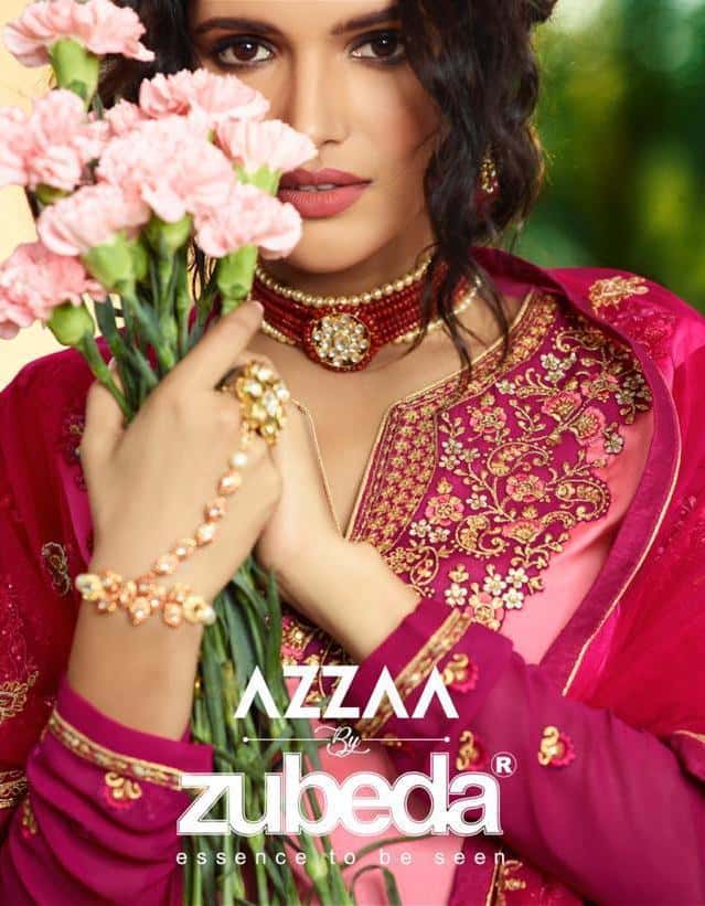 Zubeda Azzaa Satin Georgette Party Wear Indian Designer Lehenga Style Salwar Suit