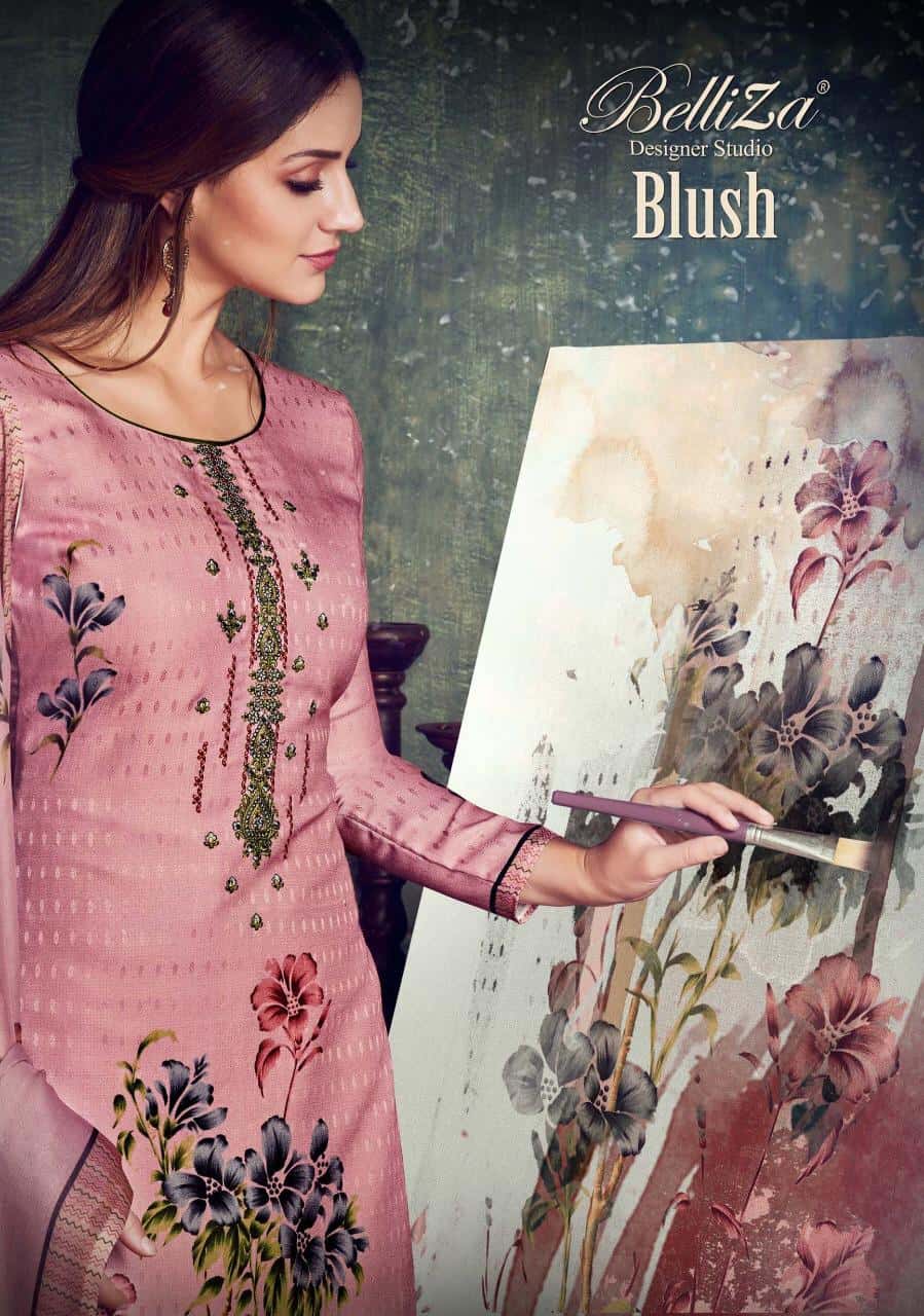 Belliza Designer Studio Blush Pashmina Digital Print Suit Collection