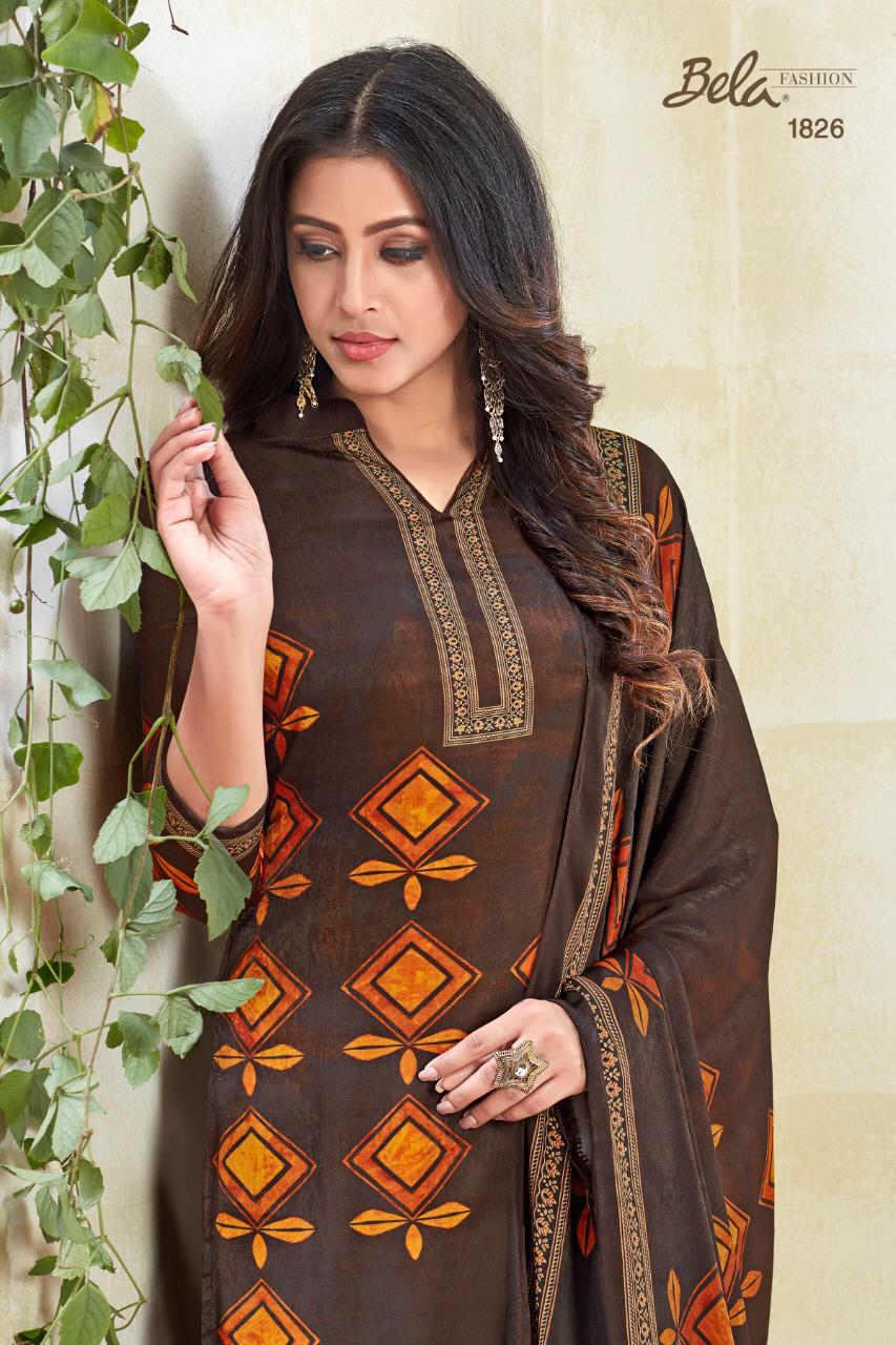 Bela Launch Velvet Exclusive Satin Velvet With Digital Print 1818-1826 Series Salwar Kameez Wholesale Catalog