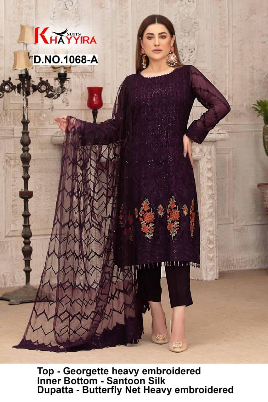 Exotic Dn 1068 By Khayyira Georgette With Heavy Embroidery Work Pakistani Suit Wholesale Catalog