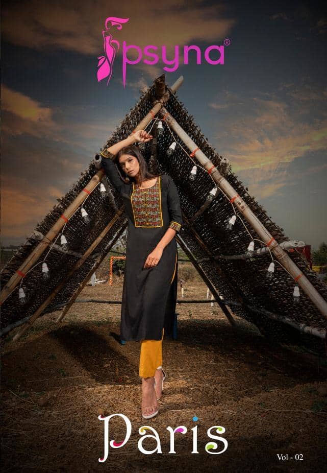 Psyna Paris Vol 2 Rayon Straight Casual Wear Kurti Catalogue  Wholesale