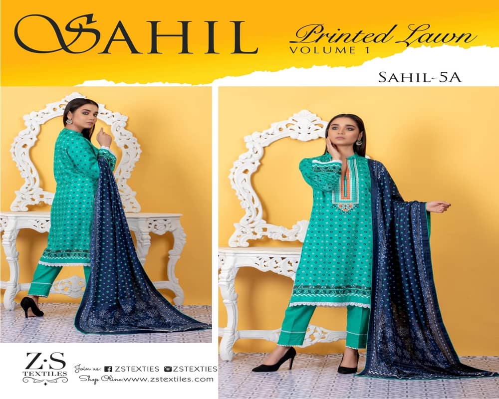Zs Textiles Sahil Printed Lawn Vol 1 Wholesaler