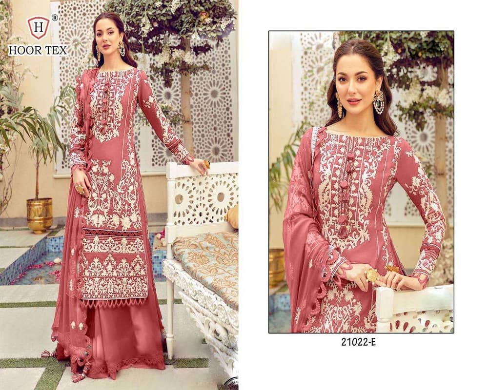 Hoor Tex 21022 Colours Cotton Embroidery Pakistani Fancy Dresses Wholesale Rate