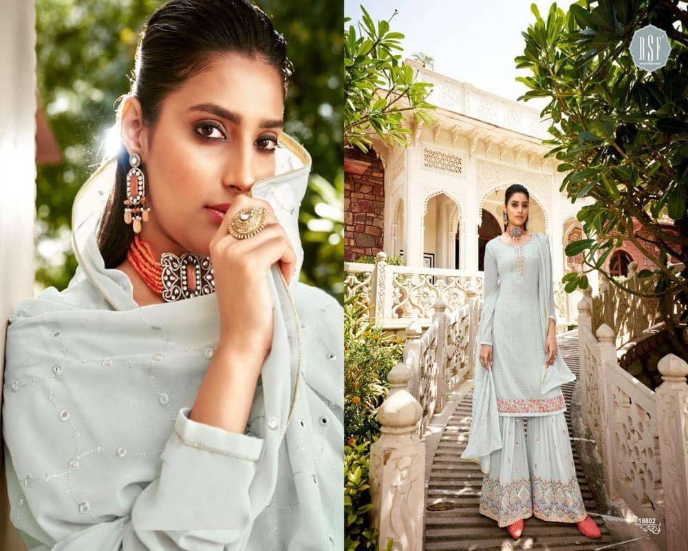 Noor By Rsf Georgette Embroidery Plazzo Style Salwar Kameez Wholesale Catalog