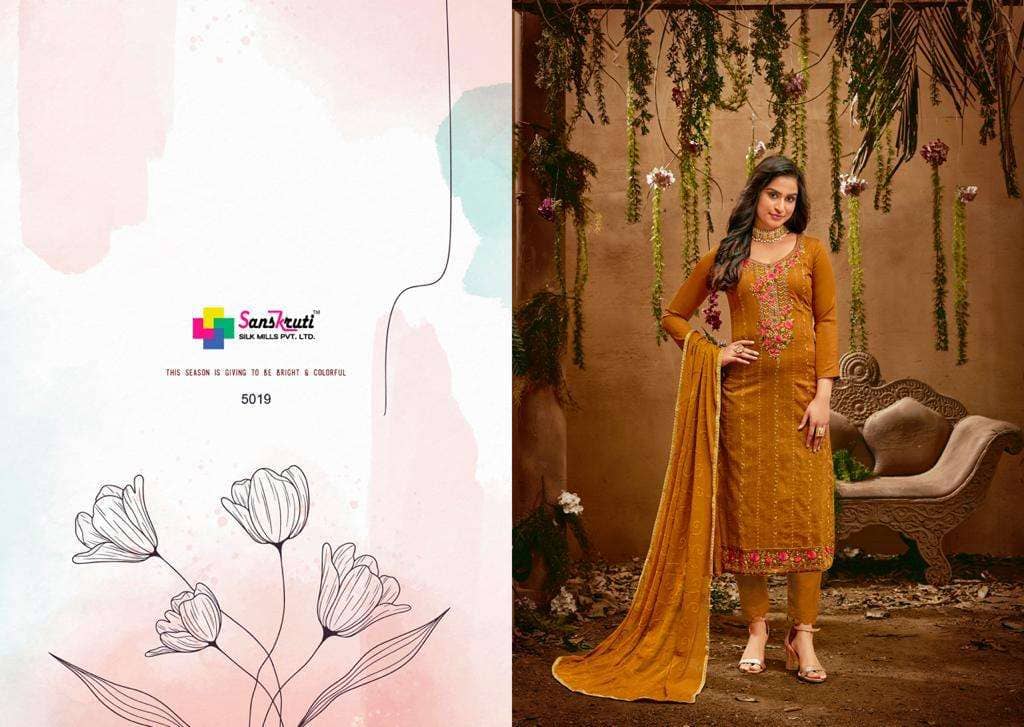 Heritage By Sanskruti Pure Jam Silk Embroidery Designer Salwar Kameez