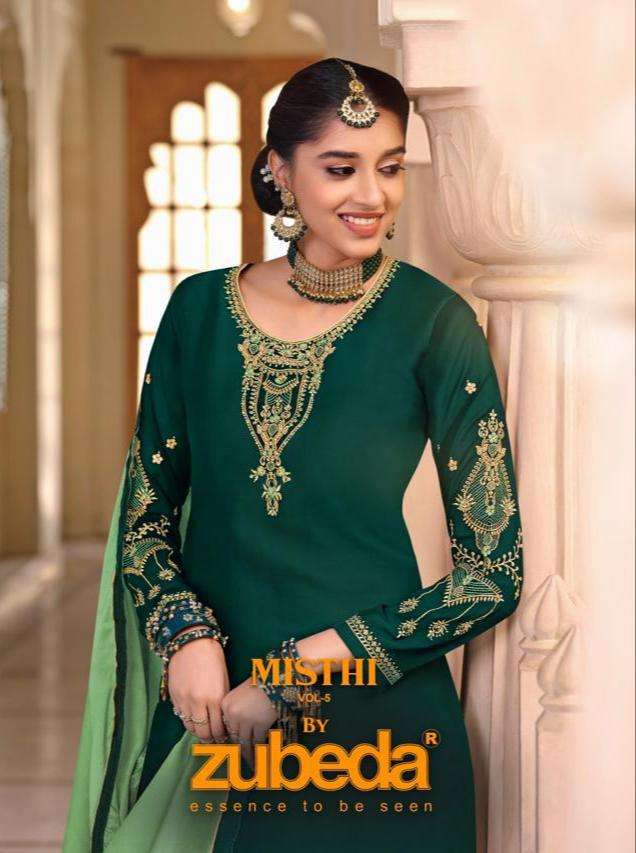 Misthi Vol 5 By Zubeda Satin Georgette Exclusive Lehenga Style Suits