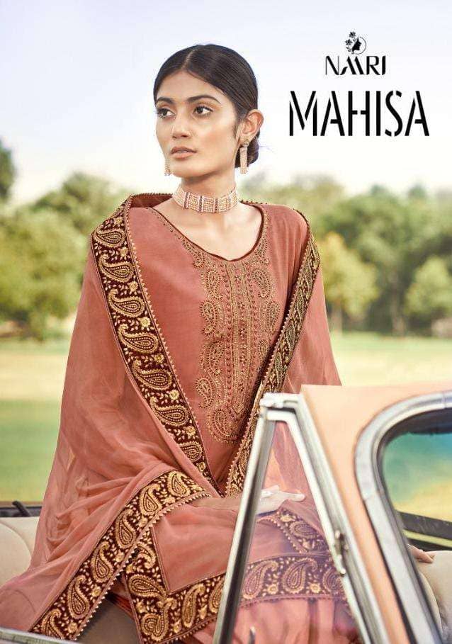Naari Present Mahisa Silk Embroidery Designer Fancy Salwar Kameez