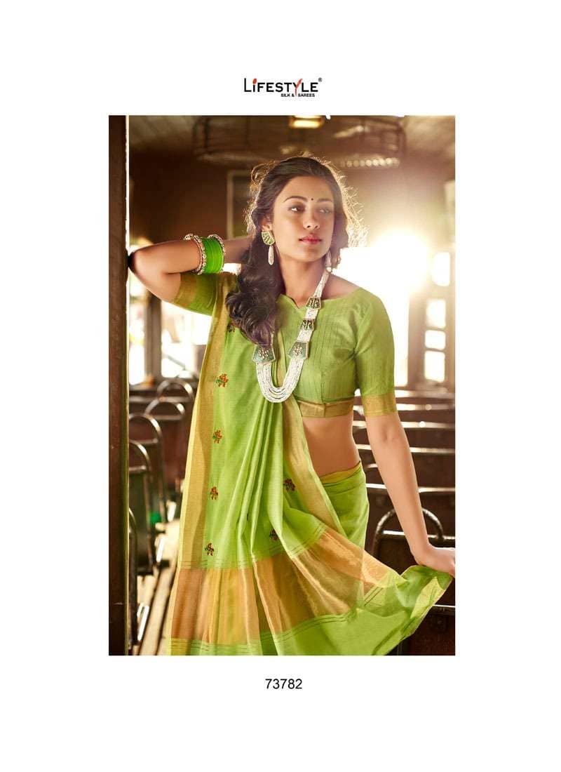 Lifestyle Colours Linen Cotton Printed Fancy Saree