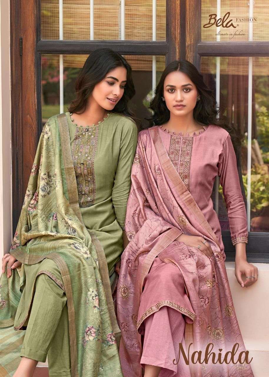 Nahida By Bela Viscose Muslin Ethnic Party Wear Suits