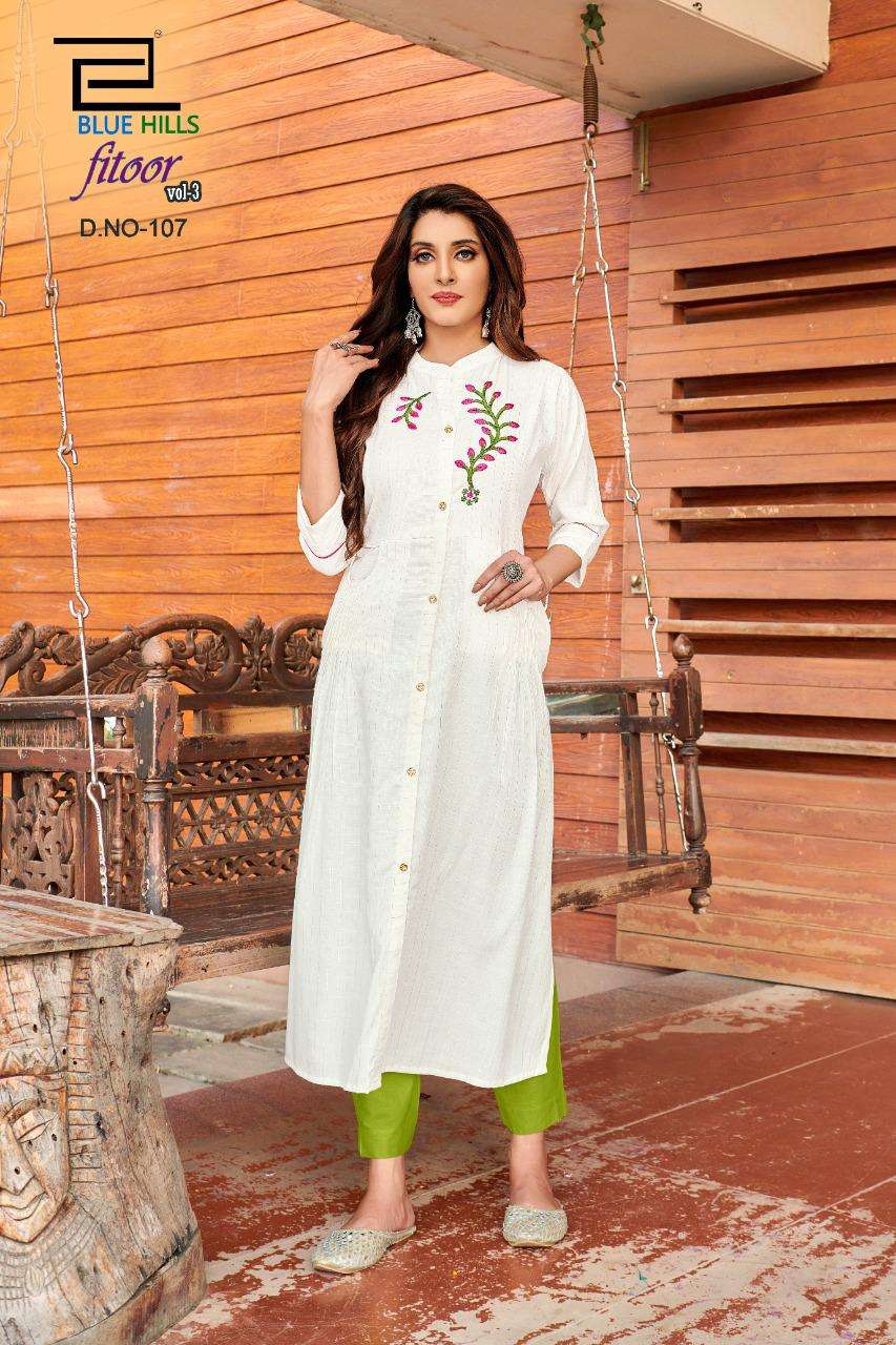 BLUE HILLS PRESENT FITTOR 3 DESIGNER LONG KURTI COLLECTION WHOLESALE RATE 