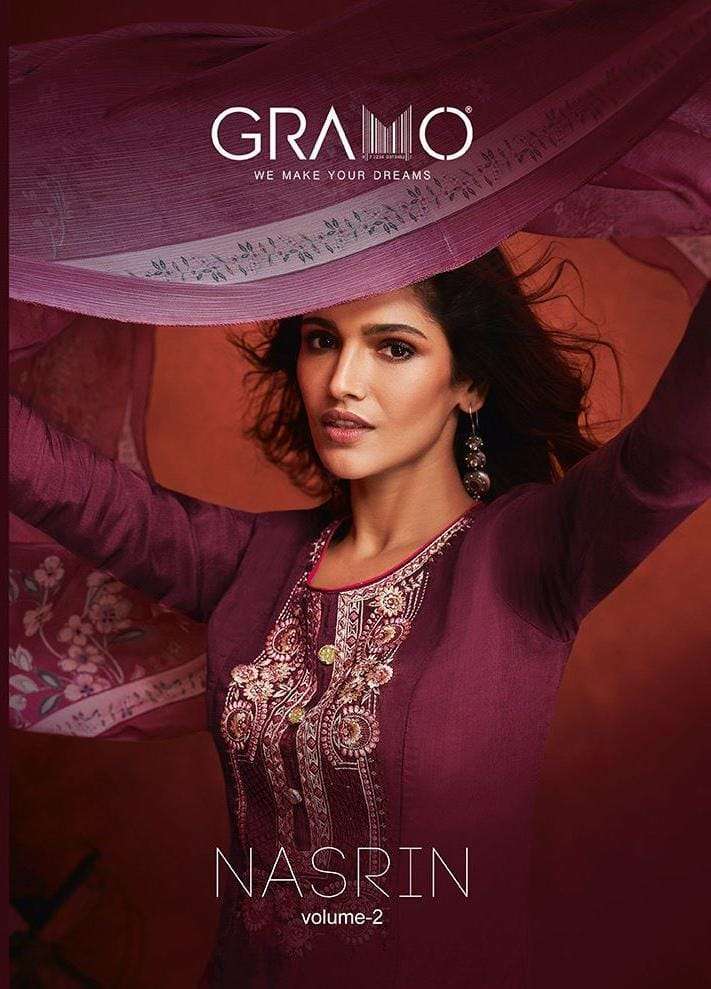 GRAMO PRESENT NASRIN VOL 2 VISCOSE UPADA STYLISH READY MADE SUIT COLLECTION IN SURAT MARKET 