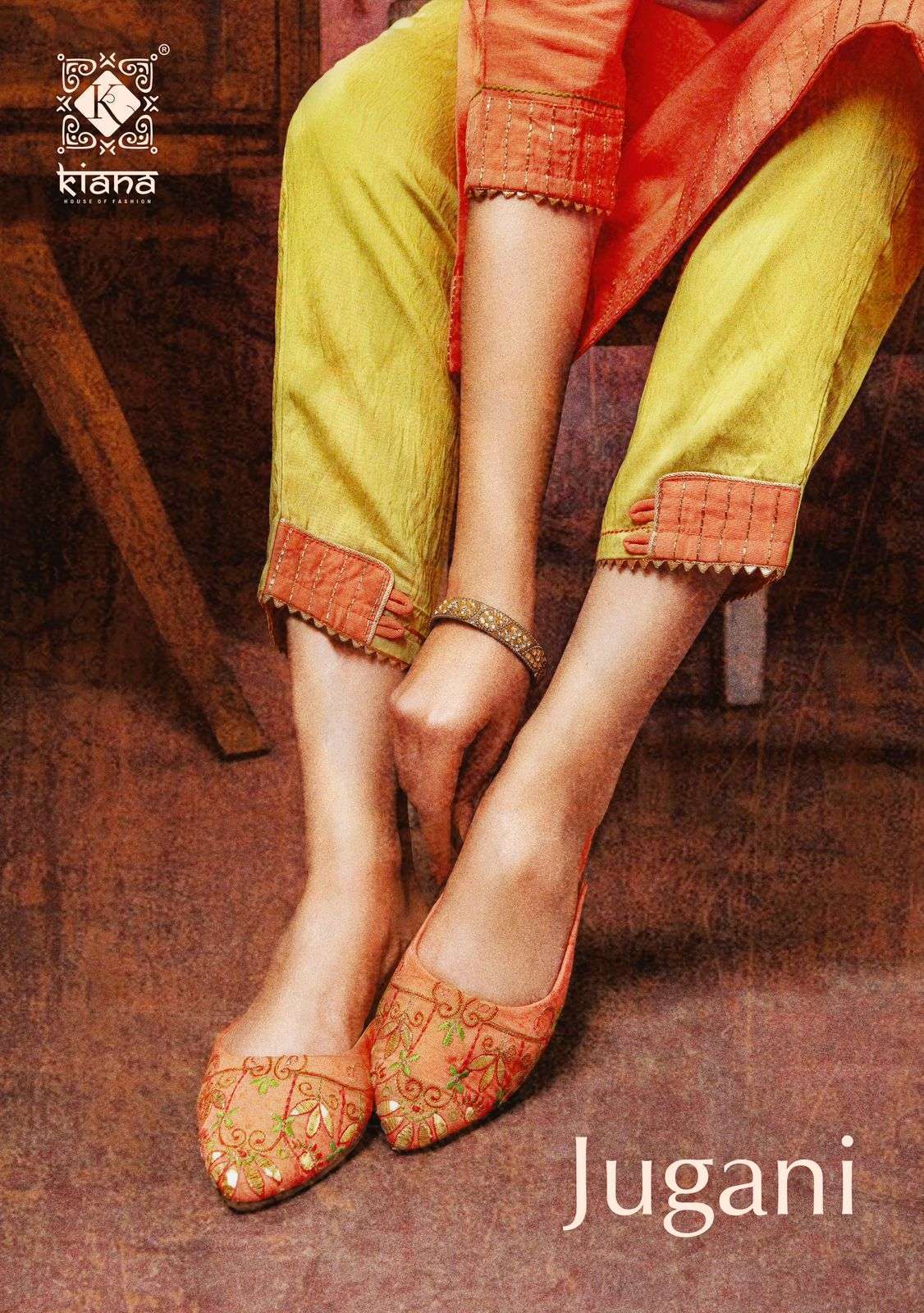 KIANA PRESENT JUGANI PURE SILK WITH GOTTA PATI WORK DESIGNER KURTI WHOLESALE RATE 