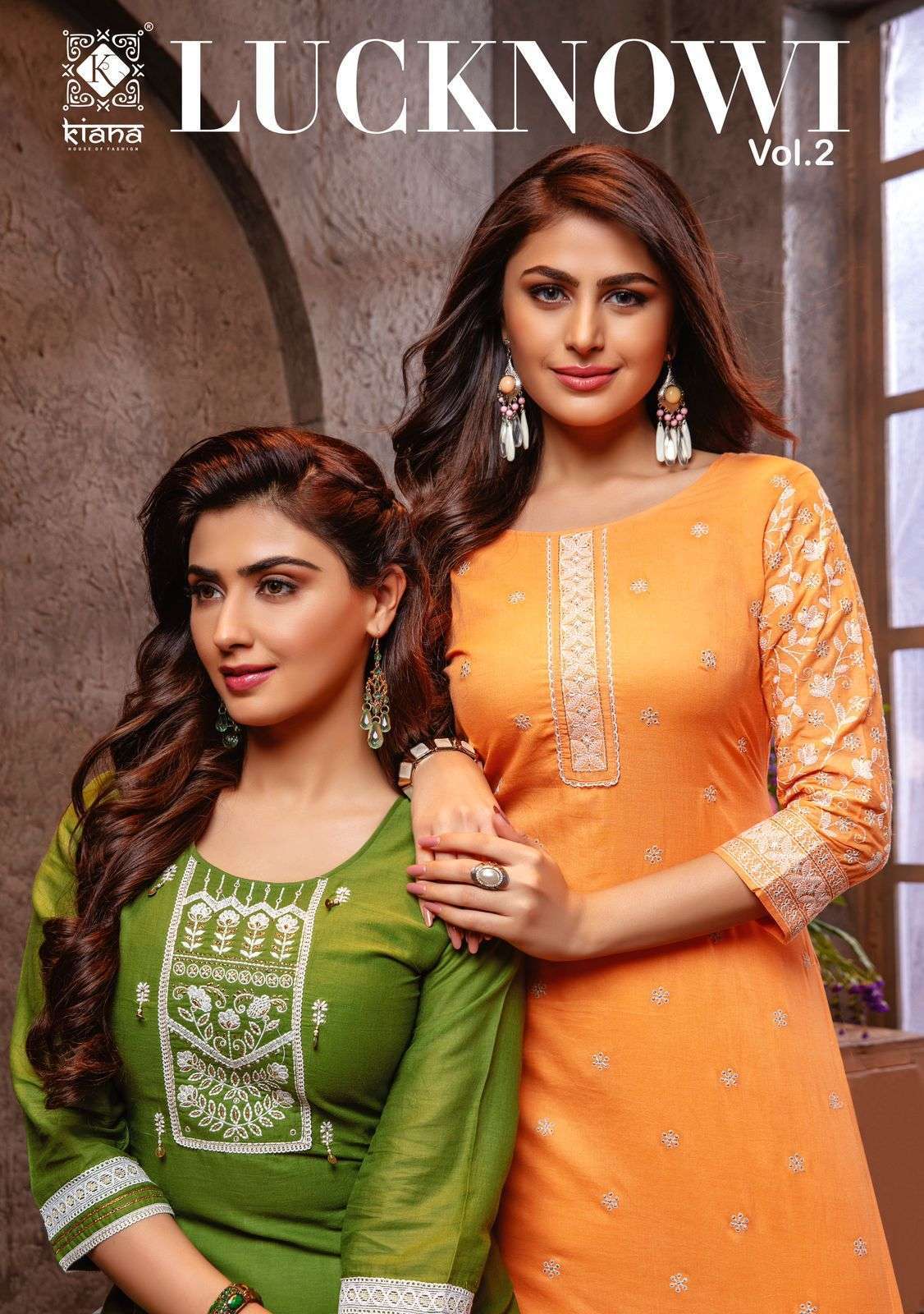 LUCKNOWI VOL 2 BY KIANA HEAVY COTTON JACQUARD COLLECTION KURTI WITH PANT WHOLESALE 