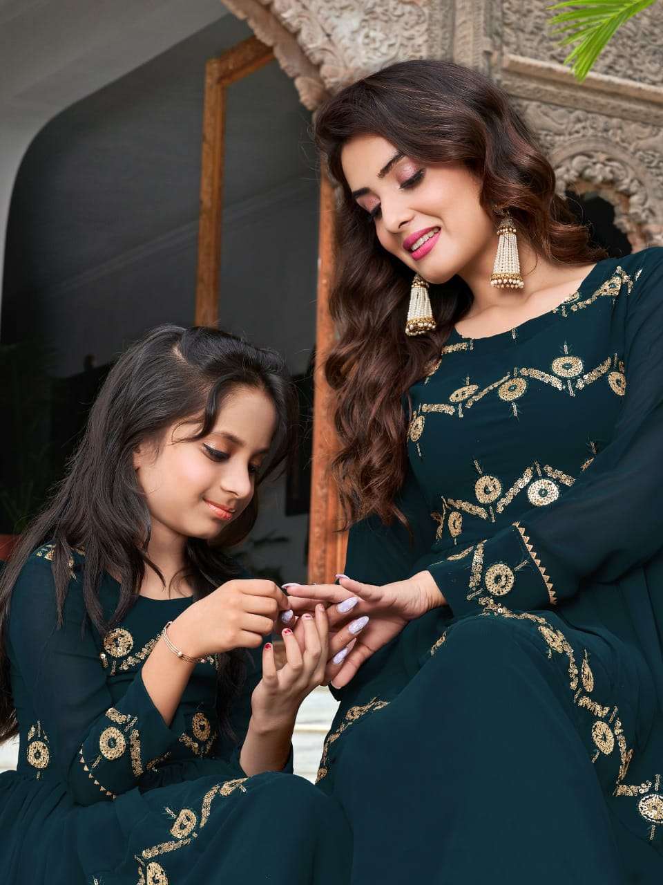 ME & MOM VOL 3 BANWERY DESIGNER LONG GOWN  MOTHER AND DAUGHTER COLLECTION WHOLESALE RATE 
