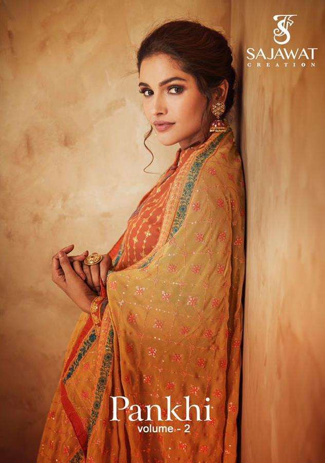 PANKHI VOL 2 BY SAJAWAT CREATION GEORGETTE FULL STITCH DESIGNER SUITS WHOLESALER 