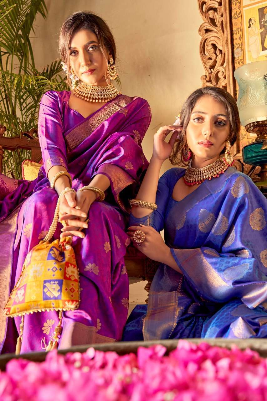 RAJYOG AABHUSHAN SILK 5101 TO 5106 WEDDING PARTY WEAR SOFT HAND SAREE  WHOLSALE RATE 