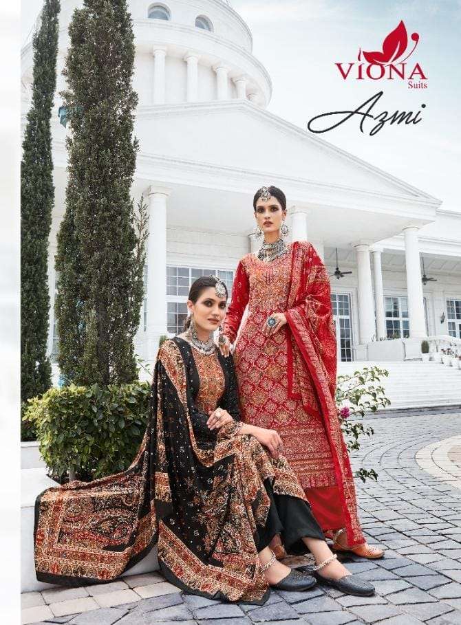 VIONA AZMI PASHMINA WINTER SUITS WITH 9000 VELVET DUPPATA WHOLESALE RATE 