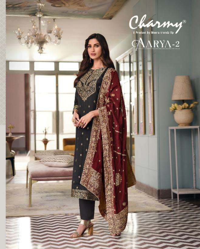 CHARMY AARYA VOL 2 HEAVY EMBEODIERY SALWAR SUIT COLLECTION AVAILABLE AT WHOLESALER RATE 