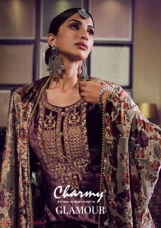 CHARMY GLAMOUR PURE VELVET WINTER SUIT LATEST CATALOGUE WHOLESALER 