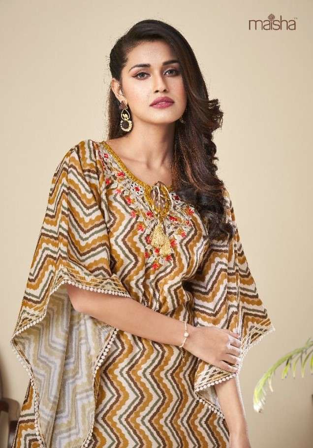 MASKEEN NAZHMEE PRINTED KAFTAN STYLE HAND WORK KURTI WHOLESALER IN INDIA 