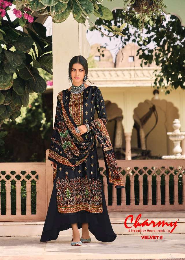MEERA TRENDZ CHARMY VELVET VOL 5 DIGITAL PRINT SALWER KAMEEZ WHOLESALE RATE 