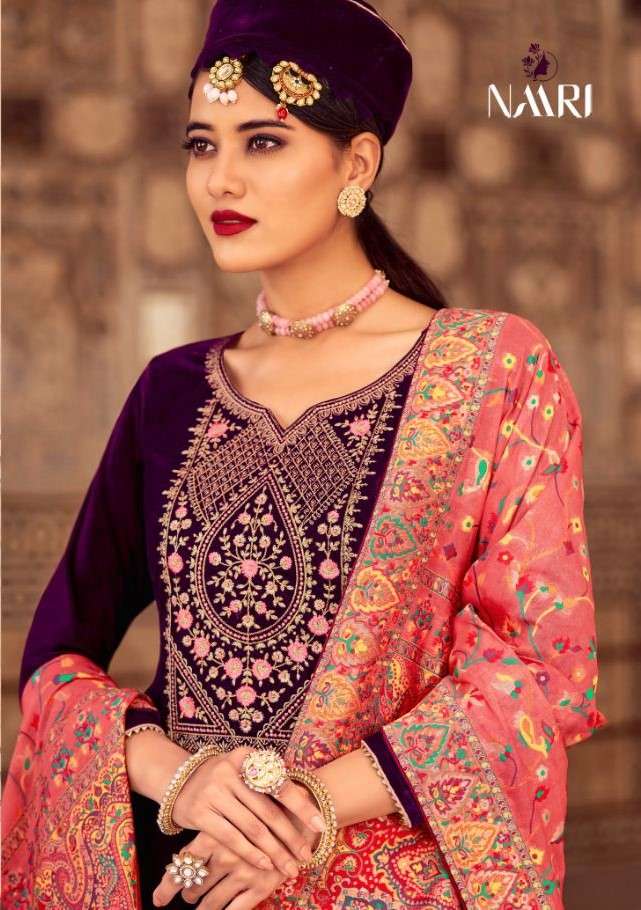 NAARI AAYAT PURE VELVET  EMBROIDERED WITH  JACQUARD DUPPTA WINTER COLLECTION SUPPLIER 