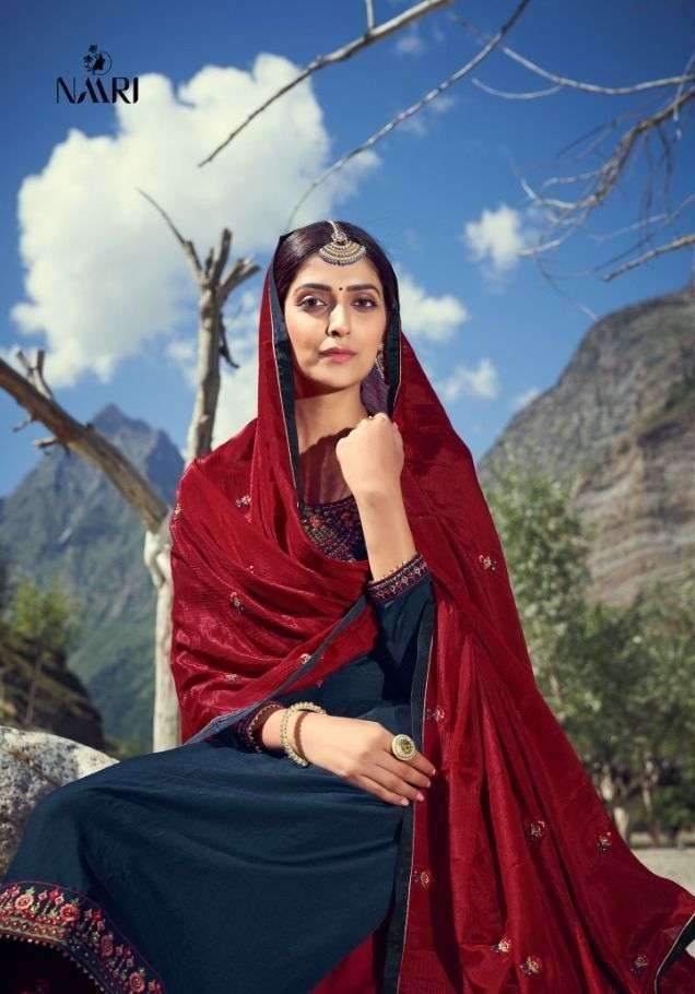 NARRI PRESENT VENIS PARMPARA SILK WITH HEAVY EMBRODIERY WORK BOTTOM PLAZO STYLE SUIT WHOLESALE CATALOGUE 