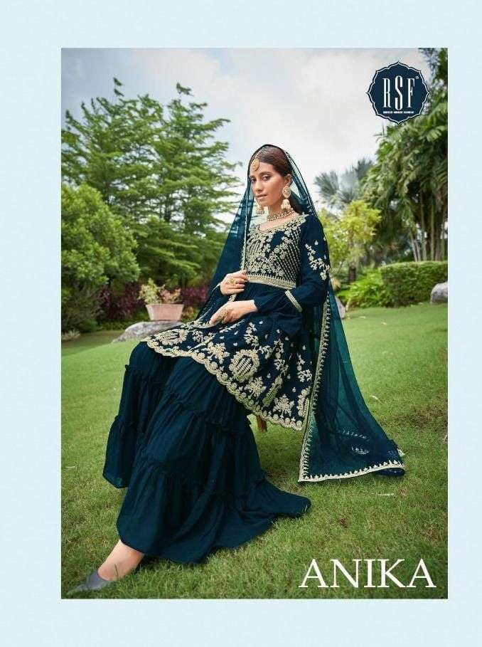   RSF ANIKA GEORGETTE WEAR SHARARA DESIGNER PARTY WEAR SALWAR SUIT AVAILABLE AT WHOLESALER RATE 
