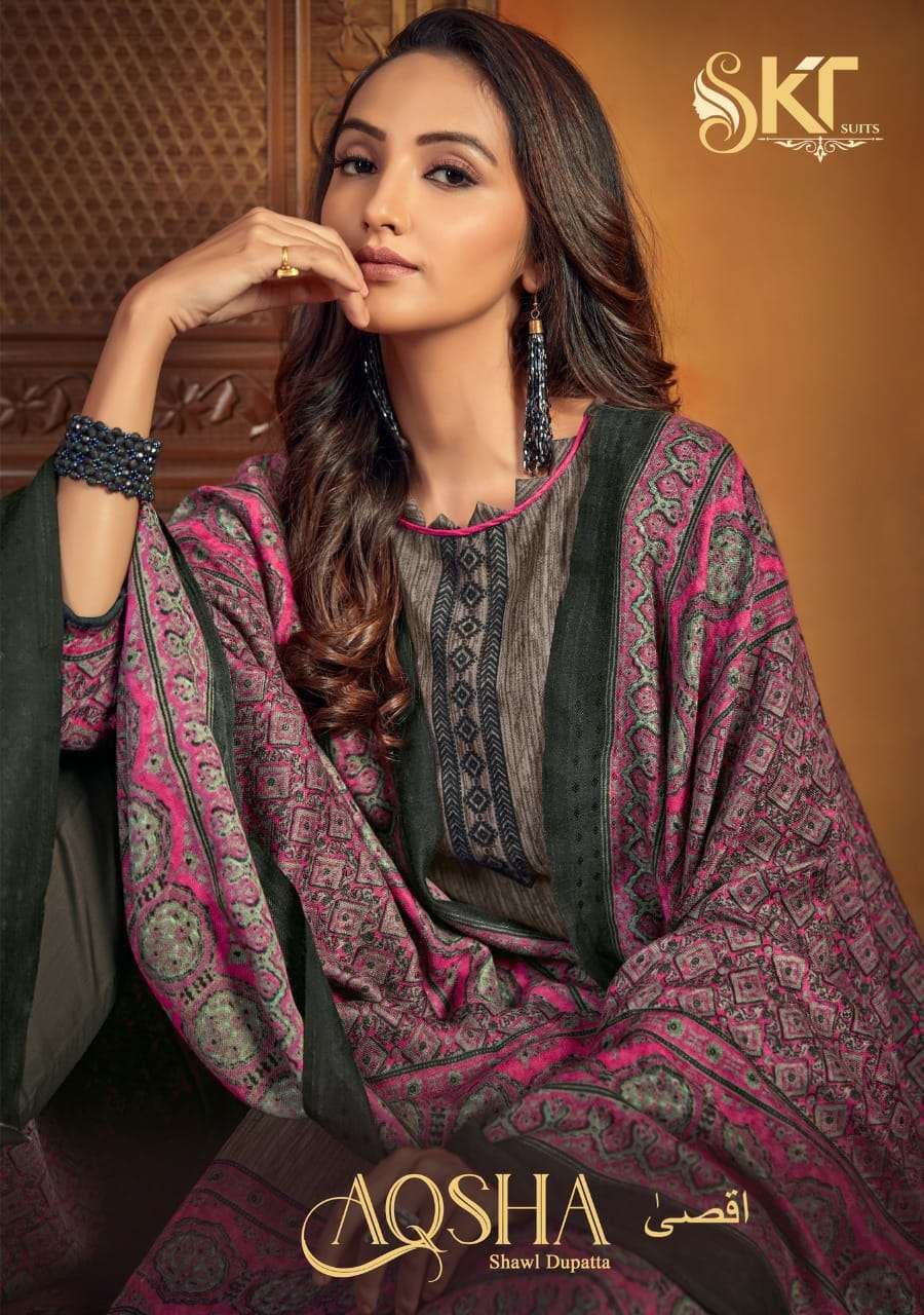   SKT AQSHA PASHMINA WEAR DRESS MATERIAL COLLECTION SUPPLIER IN SURAT 