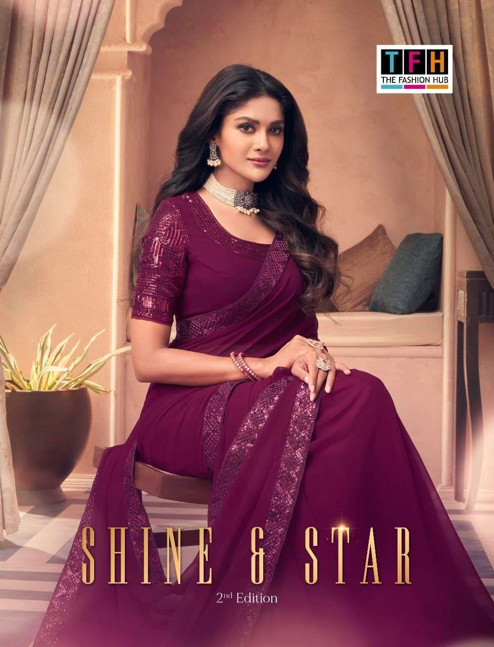 TFH SHINE STAR VOL 2 BEAUTIFUL GEORGETTE PARTY WEAR SAREE AVAILABLE WHOLESALE RATE