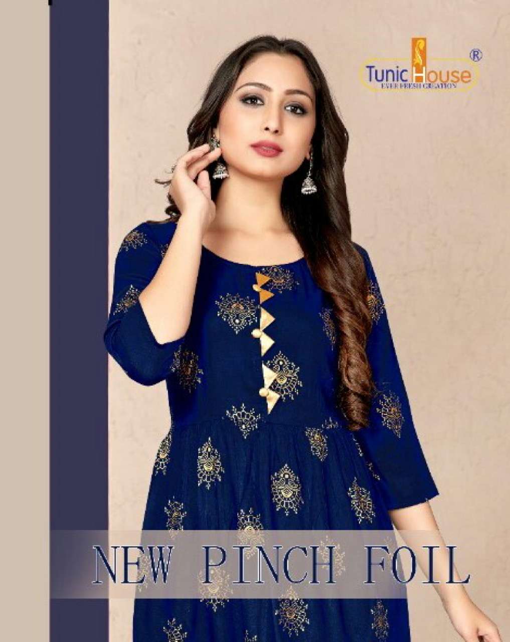 TUNIC HOUSE NEW PINCH FOIL RAYON SLUB KURTI WHOLESALER 