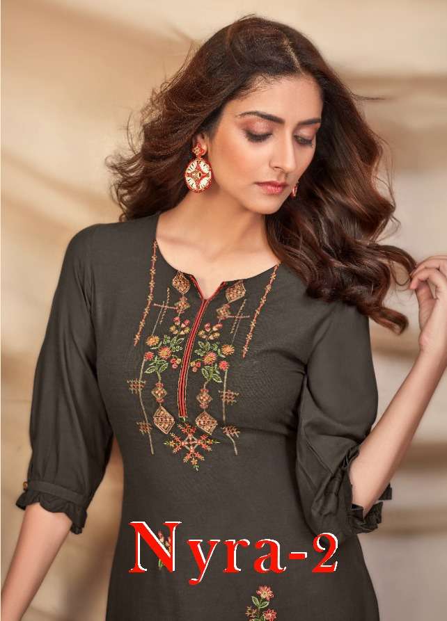 TUNIC HOUSE NYRA VOL 2 VISCOSE RAYON KURTI WITH PLAZOO COLLECTION WHOLESALER 