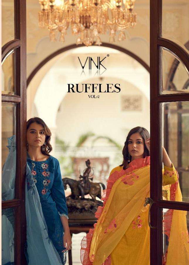 VINK RUFFLES VOL 2 DESIGNER KURTI WITH DUPPTA COLLECTION WHOLESALER 