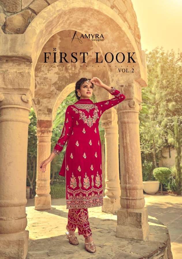 AMYRA DESIGNER FIRST LOOK 2 HEAVY GEORGETTE SALWAR KAMEEZ WHOLESALER IN SURAT 