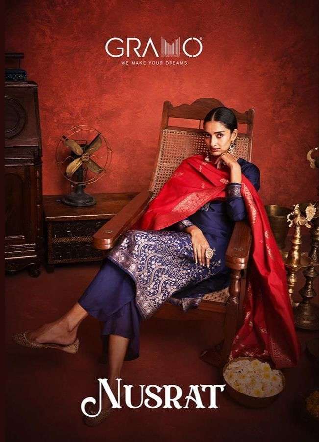 GRAMO NUSARAT VOL 1 SILK EMBRODERY SALWAR KAMEEZ WHOLESALER IN SURAT 