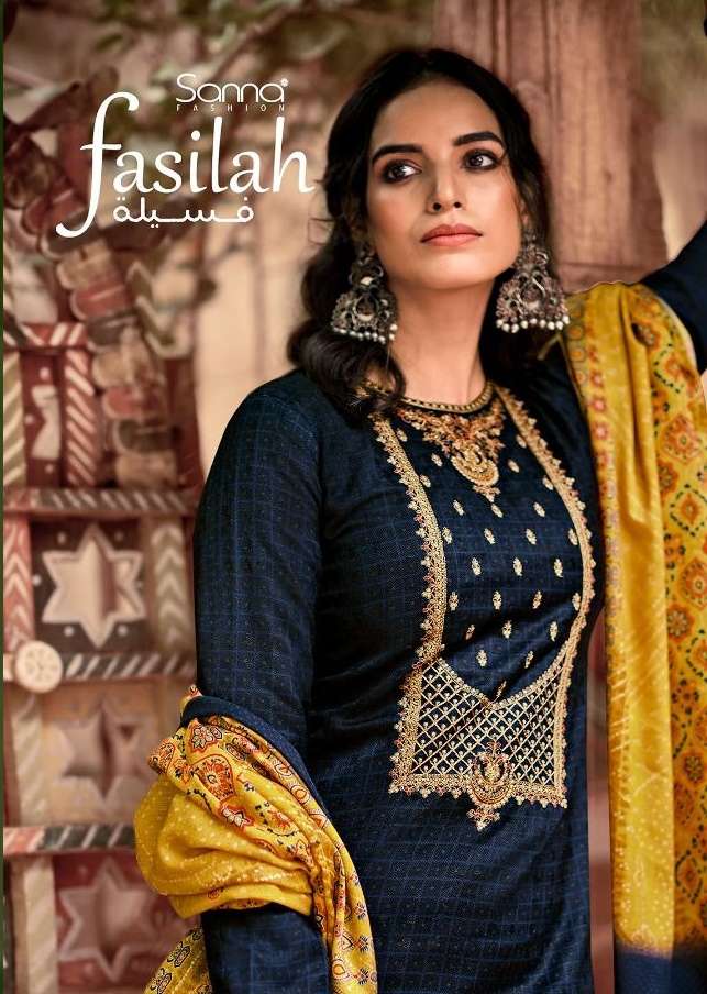 SANNA FASHION FASILAH AJRAKH PRINTED PURE PASHMINA WINTER SUIT SUPPLIER 