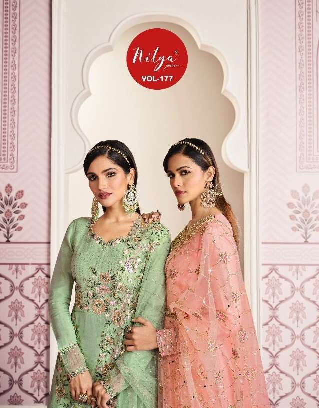 LT NITYA VOL 177 RUSSIAN SILK DESIGNER GOWN SUPPLIER IN SURAT 