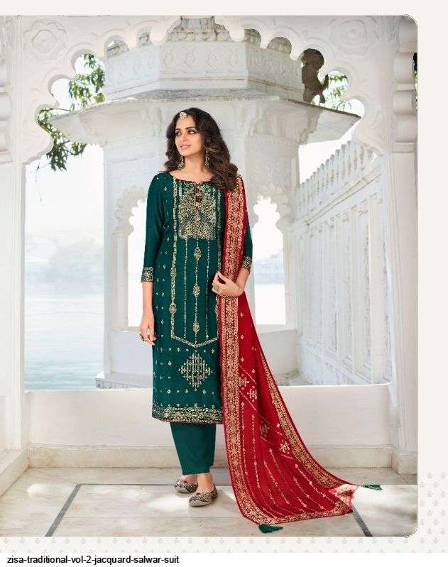 ZISA TRADITIONAL VOL 2 PURE DOLA JEQUARD PARTY WEAR SALWAR SUIT SUPPLIER IN SURAT