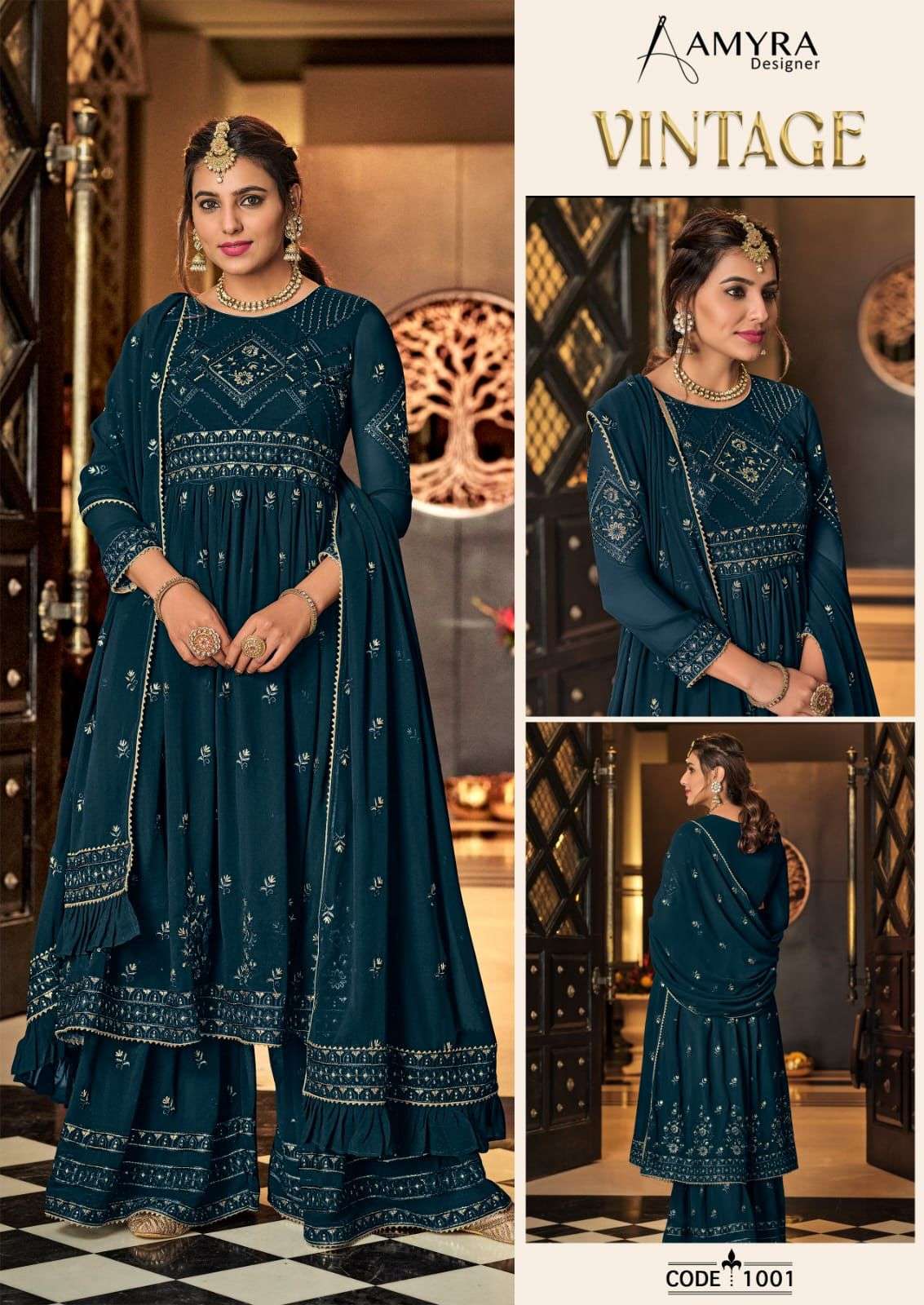 AMYRA DESIGNER VINTAGE DESIGNER FULL EMBRODERY WORK PARTY WEAR SALWAR SUIT AVAILABLE WHOLESALE RATE 