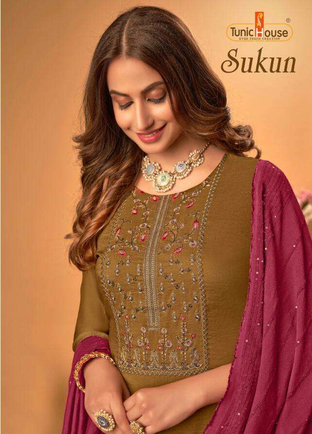 TUNIC HOUSE SUKUN MUSLIN SILK HAND WORK STITCHED SALWAR KAMEEZ WHOLESALER IN SURAT 