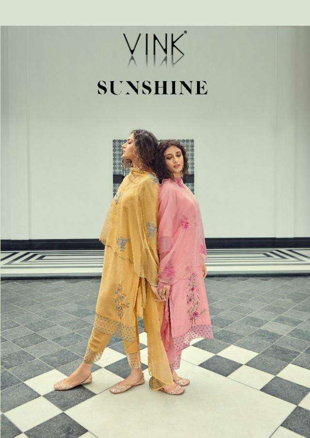 VINK SUNSHINE THREE PIS EMBRODERY WORK STITCHED SALWAR KAMEEZ WHOLESALE RATE 