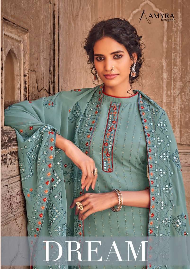 AMYRA DESIGNER DREAM HEAVY GEORGETTE EXCLUSIVE EMBRODERY WORK PARTY WEAR SALWAR SUIT WHOLESALE CATALOGUE 