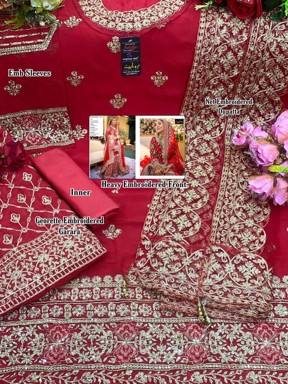   RAWAYAT BRIDAL VOL 3 FAUX GEORGETTE HEAVY EMBRODERY WORK PAKISTANI SUIT CATALOGUE 