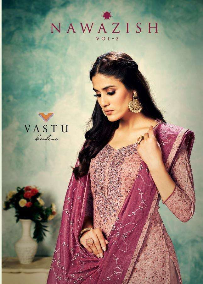 VASTU TEX NAWAZISH VOL 2  LAWN COTTON  PRINTED WITH EMBRODERY WORK SALWAR KAMEEZ WHOLESALER 