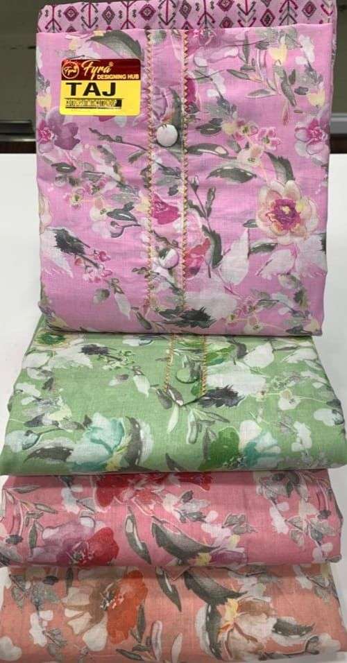 FYRA TAJ COTTON PRINTED  FOUR MATCHING DRESS MATERIAL SUPPLIER IN SURAT 