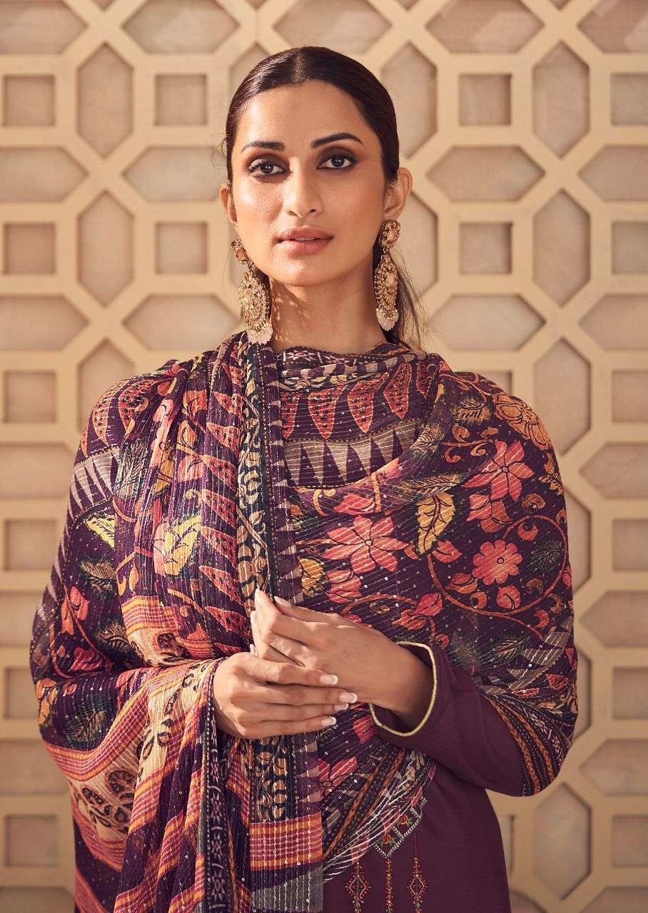 KARMA NOOR VOL 6 NATURAL CREP EMBRODERY WORK CASUAL WEAR SALWAR KAMEEZ SUPPLIER IN SURAT
