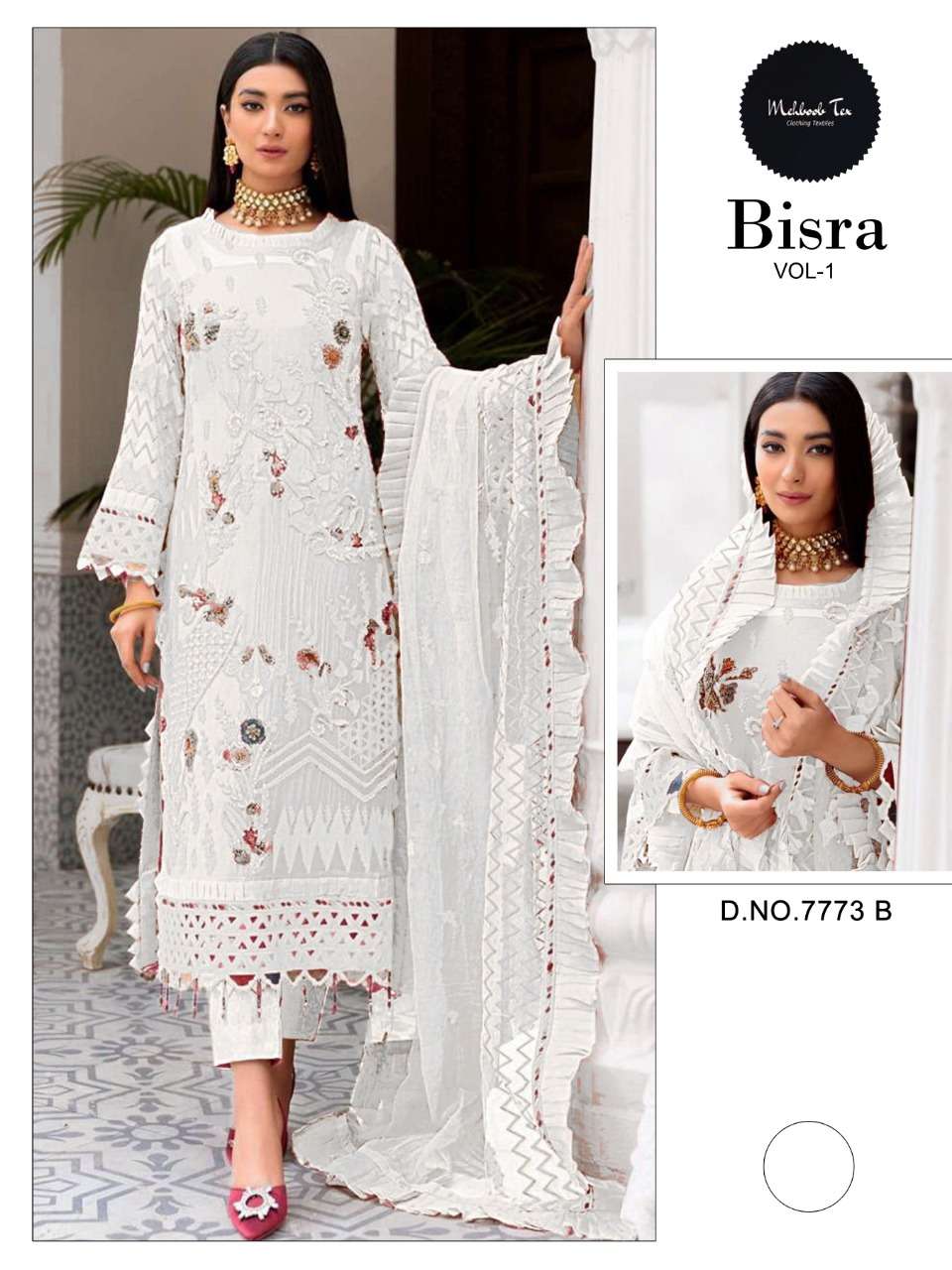 MEHBOOB TEX BISRA VOL 1 PURE GEORGETTE EMBRODERY WITH DAIMOND WORK PAKISTANI SALWAR KAMEEZ SUPPLIER IN SURAT 